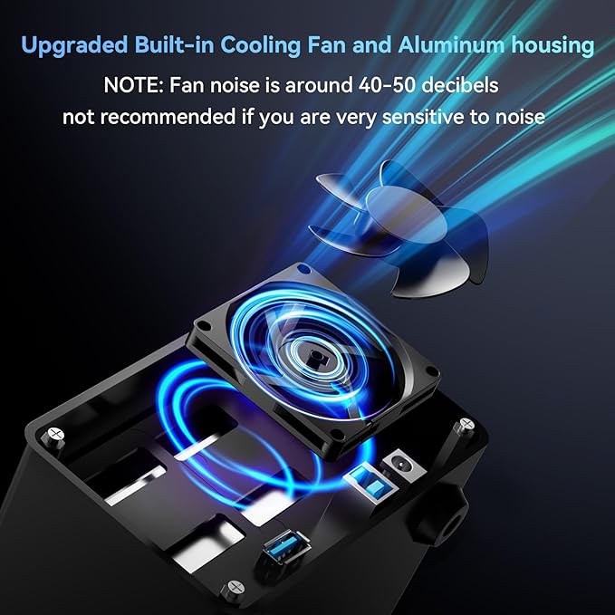 Aluminum Dual Bay Hard Drive Enclosure with Cooling Fan for 2.5“/3.5" SATA HDD/SSD with USB A/C 3.0, Support Hot Swappable, Daisy Chain Expansion, Tool-Free HDD Enclosure, DAS(NO RAID/NAS)