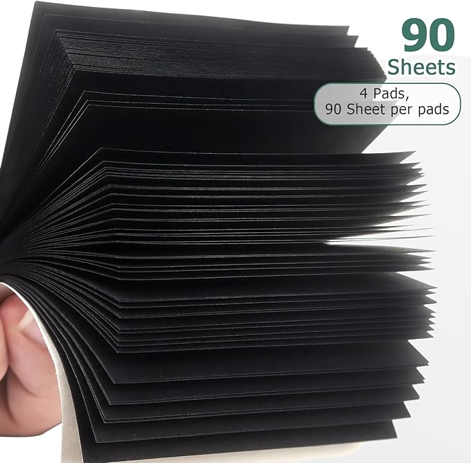 Sticky Notes 3x3 Self-Stick Notes Bright Colors Sticky Notes 4 Pads 90 Sheets/Pad (Black)