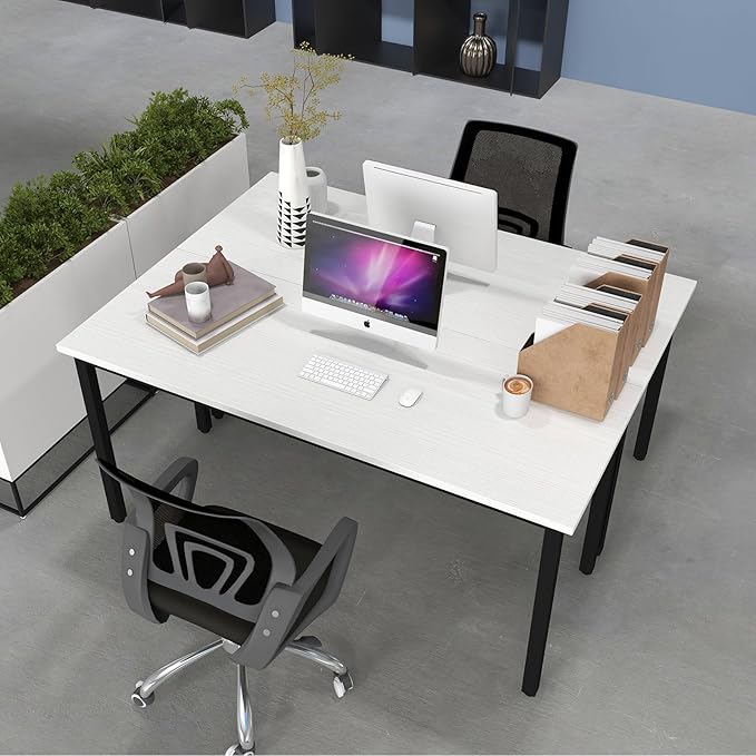 Bonzy Home Conference Tables 8ft Office Computer Desk for Meeting Room Study Writing Printer Podcast Table for 4-8 People Modern White 2PCS 94.4"x23.6"x29.5"