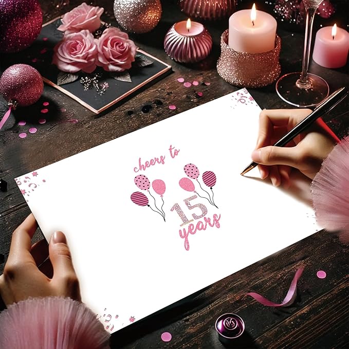 Sweet 15th Birthday Card for Girls, Daughter, 15th Birthday Decorations for Girls, Gifts for 15 Year Old Girl, Back in 2010, Big Size, Rose Pink Gold
