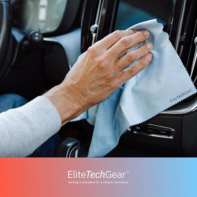 Elite Tech 6-Pack Oversized Microfiber Cloths for Electronic Devices, Eyeglasses, Screens and Lenses - Washable; 6×7 in & 12×12 in - Eyeglass Cloth - Glasses Cleaner