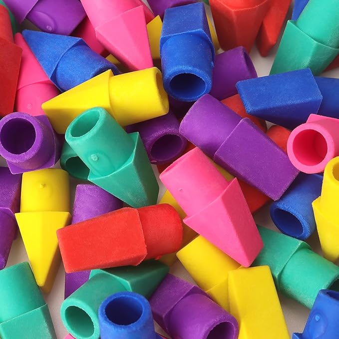 Tamaki 60 Pack Erasers for Pencils, Pencil Top Erasers Cap Erasers, Toppers Eraser for kids, 6 Colors