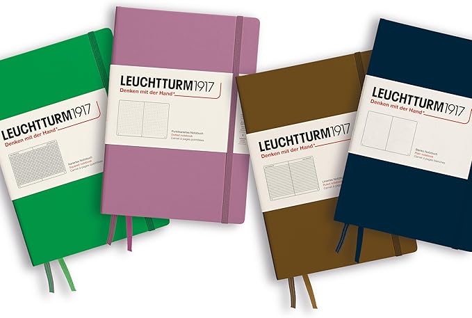 LEUCHTTURM1917 - Notebook Softcover Medium A5-123 Numbered Pages for Writing and Journaling - Thinking Ahead (Plain Paper, Deep Sea)