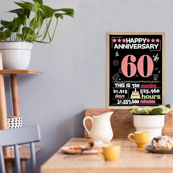 Joycard 60th Anniversary Card for Women, Diamond Wedding Card for Wife, Sweet Marriage Decorations Gifts for Couple, Perfect for Her on Anniversary Day, Back in 1965