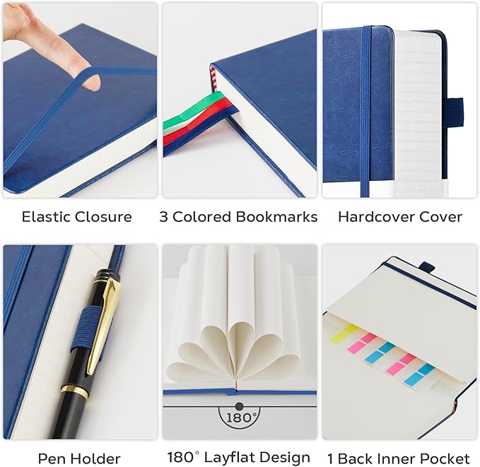 Hardcover Journal Notebook 8.5 x 11, 320 Pages Large A4 Notebook Journal College Ruled for School Work, Big Leather Journal for Writing Women Men, 100Gsm Lined Paper, Blue