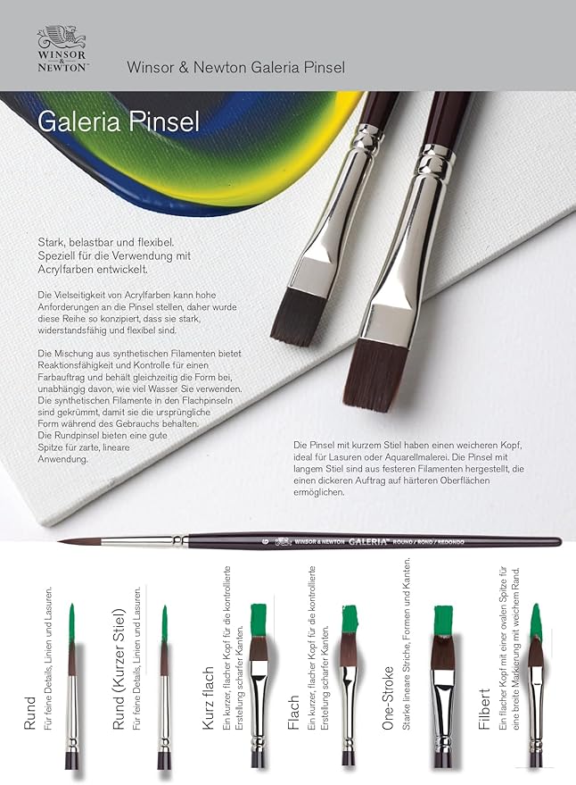 Winsor & Newton Galeria Filbert Long Handle Brush, Size 15