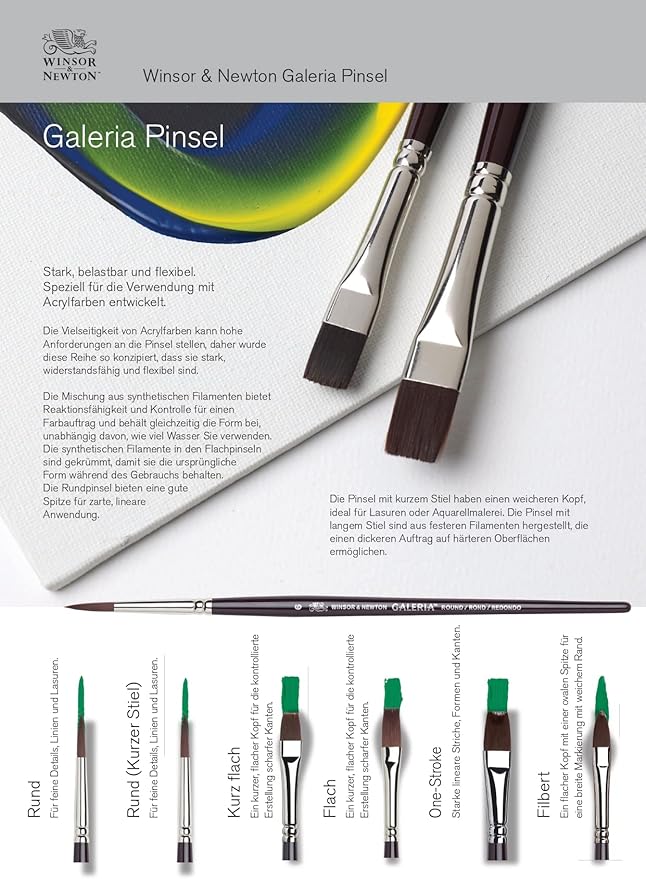 Winsor & Newton Galeria Brush Short Handle Round No 4 (Each) (2mm)