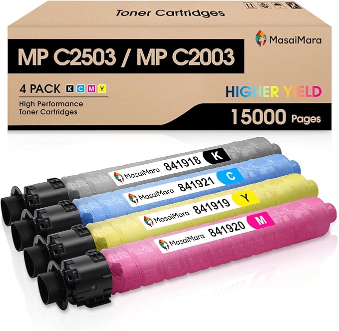 MasaiMara MP C2503 MP C2003 Compatible Toner Cartridges for Ricoh MP C2003, MP C2503, MP C2004, MP C2004ex, MP C2504, MP C2504ex MPC2003, MPC2503, MPC2004, MPC2004ex, MPC2504, MPC2504ex Printer