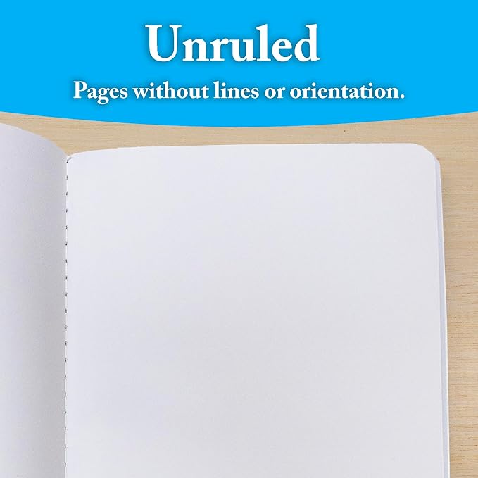 BAZIC Composition Book Blue Marble Unruled Ruled 100 Sheet Notebook, Blank Page Journal Comp Notebooks for School, 2-Pack