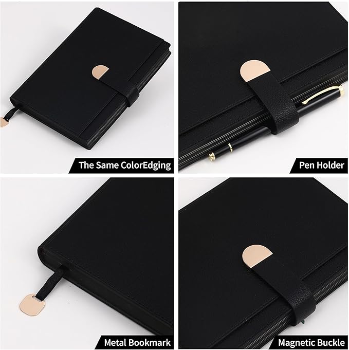 Textured Hardcover Lined Journal for Women Men Magnetic Buckle A5 Leather Journal Notebook with Gift Box 300 Pages 67 lb./100 gsm Paper College Ruled Journaling Notebook for Writing Work School Daily Diary