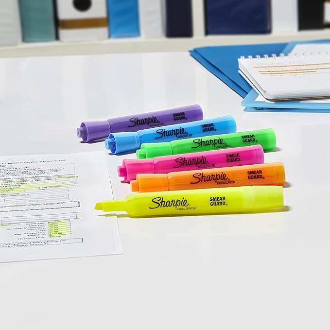 Sharpie Tank Style Bulk Highlighters, Chisel Tip Highlighter Marker Set, Journal Highlighters, Office And Teacher Supplies, Fluorescent Yellow Highlighters, 36 Count