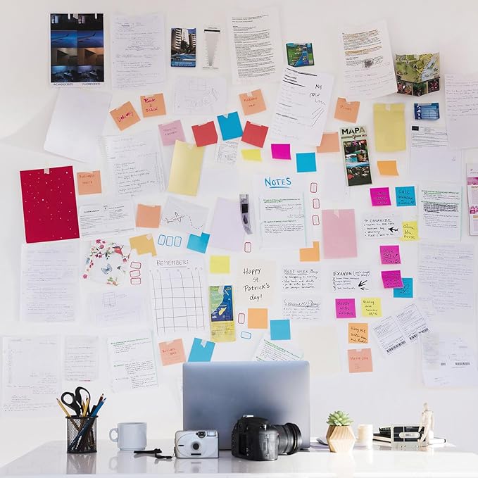 Sticky Notes 3x3 Inches, 12 Pads Bright Colors Sticky Notes,Colorful Sticky Notes, Self-Stick Note Pads, Sticky Notes Bulk,50 Sheets/Pad (6Pads)