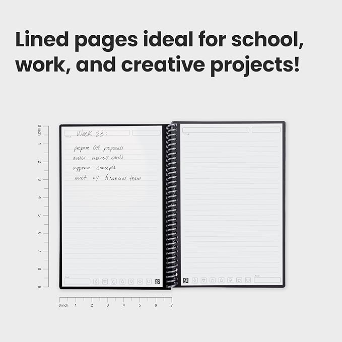 Rocketbook New Core Reusable Spiral Notebook, Executive Size 6x8.8, Pink - Lined Pages, App-Connected, Erasable, Durable Cover, Ideal for School, Work, and Creative Projects (Pack of 1)