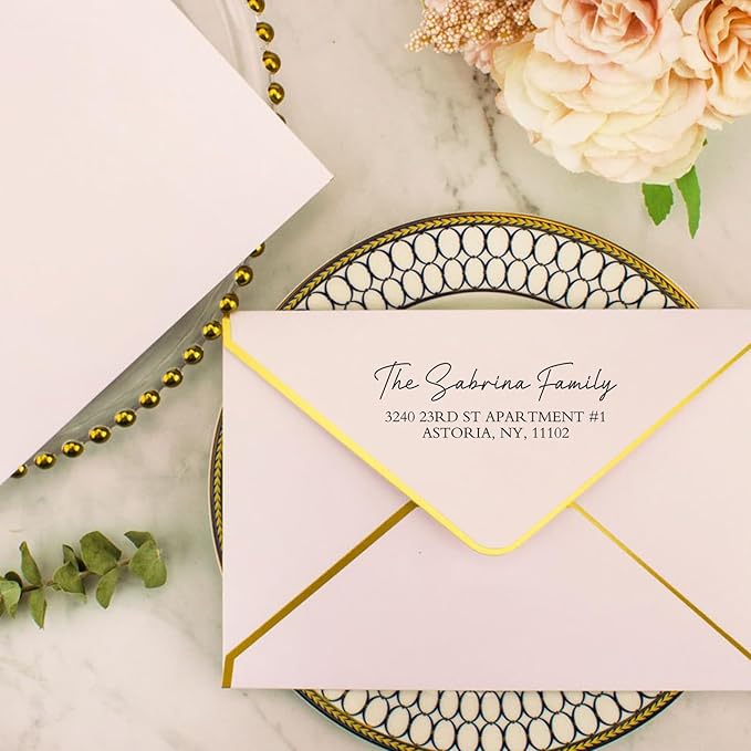 EAQ Custom Stamp Self Inking Return Address Stamp, Personalized Stamp with Text Logo | Business Logo Stamp | Address Stamp | Wedding Stamp