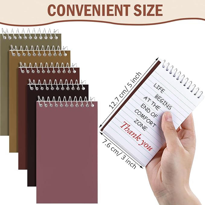 Teling 50 Pieces Spiral Memo Pads Bulk 3 x 5 Inch Small Note Pads Top Bound Lined College Ruled Paper Mini Notepad Pocket Spiral Notebooks for School Office Home Supplies, 75 Sheets (Retro Colors)