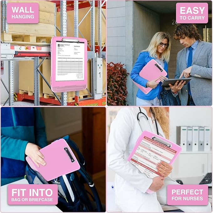 Sooez Clipboard with Storage, High Capacity Nursing Clipboards with Pen Holder, Heavy Duty Plastic Storage Clipboard with Low Profile Clip, Teacher Must Haves, School Office Supplies, A4 Letter Size