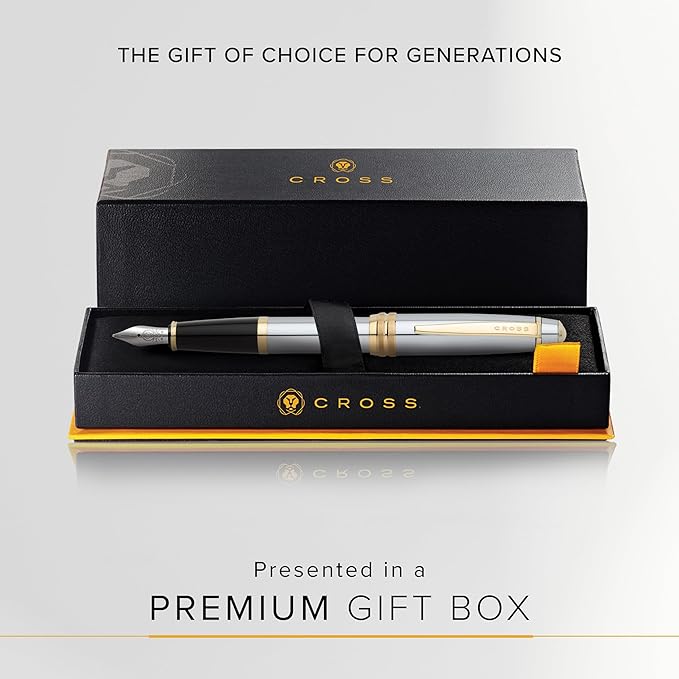 Cross Bailey Refillable Fountain Presented in a Premium Gift Box - Medium Point, Black Ink, Medalist