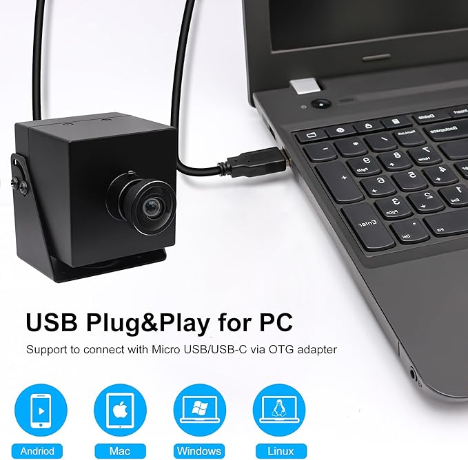 SVPRO 4K Webcam - USB HDMI Dual Output for Computer/Monitor/Projector/TV, Wide Angle Distortion-Free Streaming Webcam H.264 Security Camera
