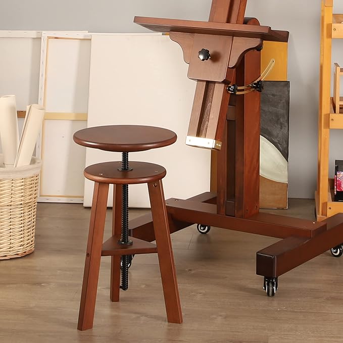 VISWIN 19"-26" H Wooden Adjustable Height Stool, Beech Wood Artist Stool for Drafting, Painting Stool for Artists, Adults, Wood Chair for ArtStudio, Bar, Kitchen, Home Use, Office