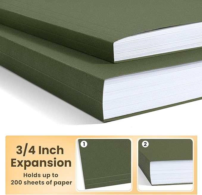 SUNEE Hanging File Folders, 6 Pack Letter Size Hanging File Folders with 1/5-Cut Tabs, Ideal for Home and Office Organization and Papers Classification,Green Colors