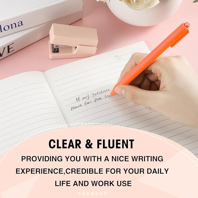 Fulmoon 50 Pcs Ballpoint Pens Bulk Retractable Comfortable Writing Pens Cute Back to School Supplies in Medium Point 1.0 mm for Teacher Student Bridal Shower Baby Shower (Orange)