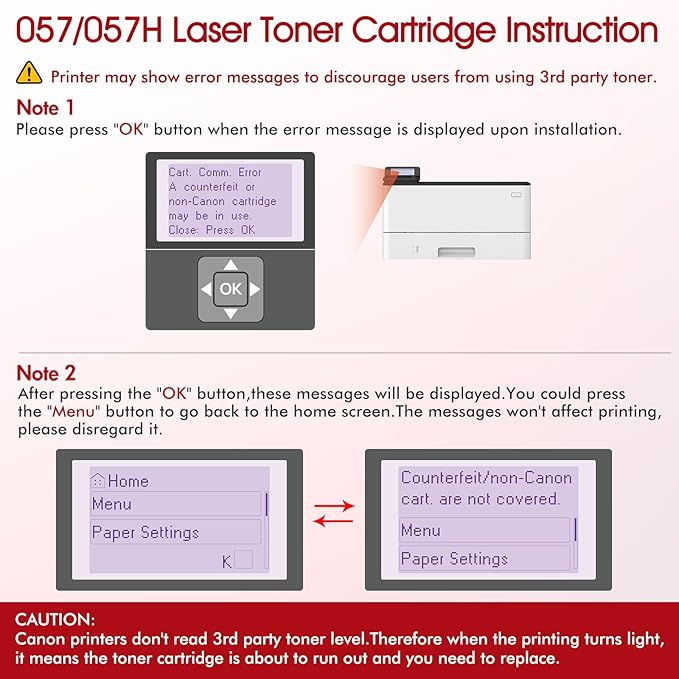 057H 057 Toner Cartridge 4 Pack Compatible Replacement for Canon 057 057H Black High Yield Toner Cartridge for ImageCLASS MF445dw MF455dw LBP226dw MF448dw LBP227dw LBP228dw MF449dw MF445 Printer Ink