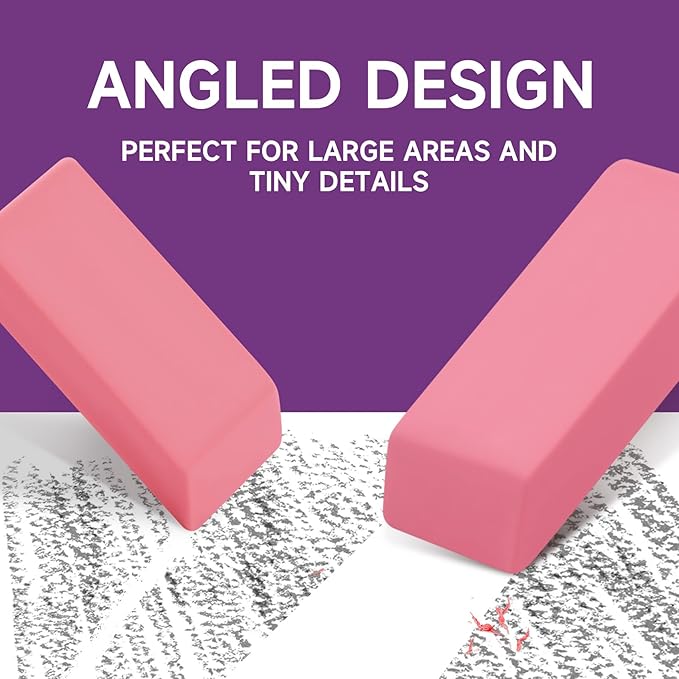 72 Pack Pink Erasers Bulk, Large Pencil Erasers for School, Classroom, Teacher, Homeschool, and Office Supplies