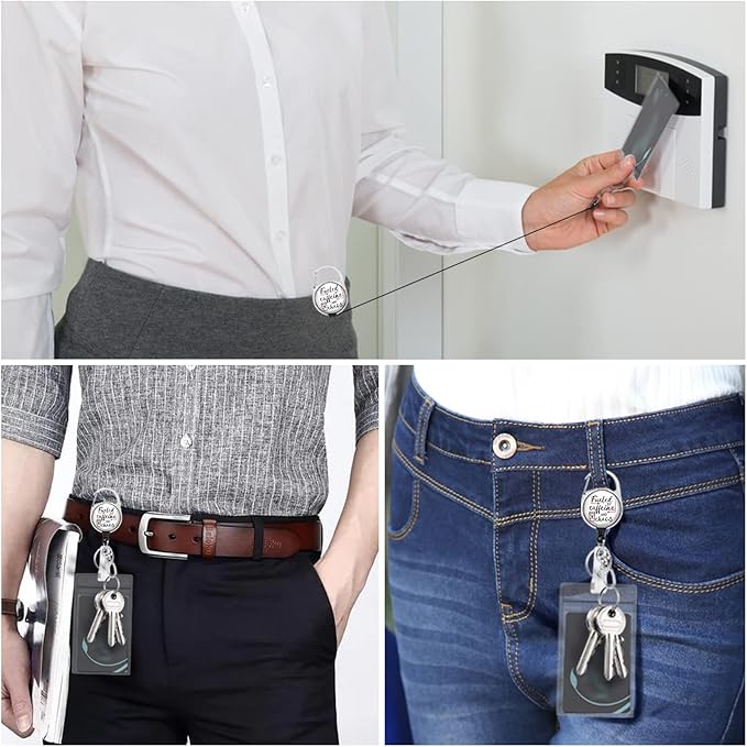 Gctriki Badge Reel Holder Retractable Heavy Duty with 360° Swivel Carabiner Clip, Funny Fueled by Caffeine and Chaos ID Holder Name Badge Clip RN Nurse Medical Badge Reel Retractable Keychain ID Clip