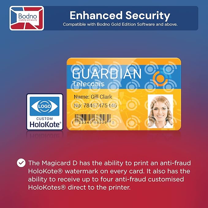 Bodno Magicard D Dual Sided ID Card Printer & Complete Supplies Package ID Software - Gold Edition