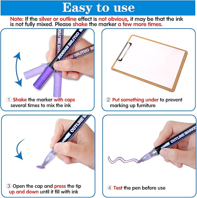 Muchcute Shimmer Markers Outline Glitter Pens: 12 Easter Basket Essentials Stuffers Teen Girl Gifts Trendy Stuff Cute Arts Crafts Art Supplies Kids Ages 4 6 7 8 9 10 11 14 Year Old Tween Teenage Ideas