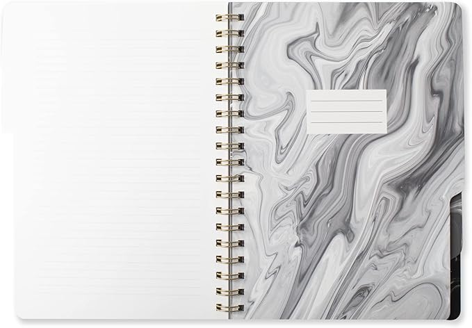 Fringe Studio Large Tab Notebook,Marble Gray, Flexible Paperback Cover, College Ruled, 5 Subject/Die-Cut Dividers, Notebook, 7.25" X 10", 180 Lined Pages (343005), Multicolor