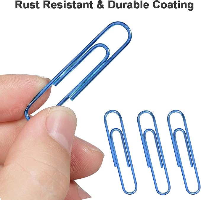 Vinaco Blue Jumbo Paper Clips, 100 Pack, 2 Inch (50 mm), Durable & Rust Resistant, Great for Office, School and Personal Use