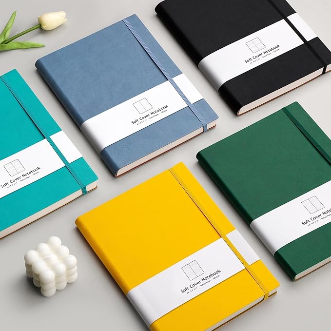 AHGXG Bullet Dotted Journal - Large A4 Notebook Dotted, 8.5''×11'', 320 Pages Dot Grid Notebook, 100gsm Thick Paper, Leather Softcover, with Journal Stencils, Inner Pocket - Green