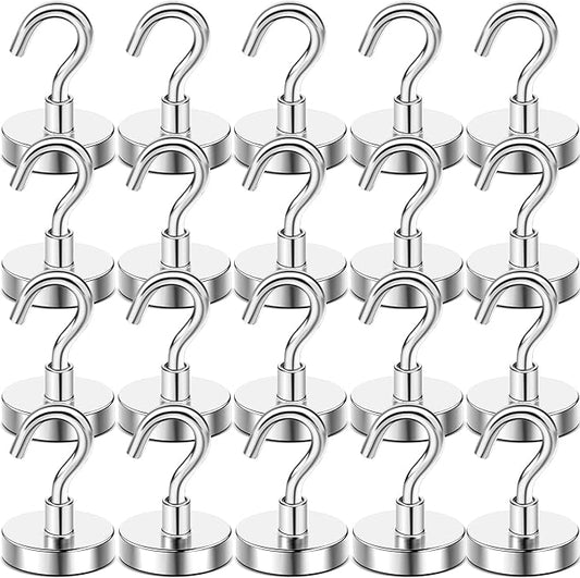 DIYMAG Magnetic Hooks, 80 LB Heavy Duty Strong Magnet with Hooks, Strong Rare Earth Neodymium Magnet Hooks for Hanging, Magnetic Hanger for Curtain, Home, Kitchen, Workplace, 20 Packs