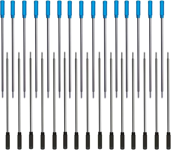 4.5” Replaceable Ballpoint Pen Refills, 30 Pack Smooth Writing Ballpoint Refills for Cross Style Pen (Black and Blue Ink Refills)