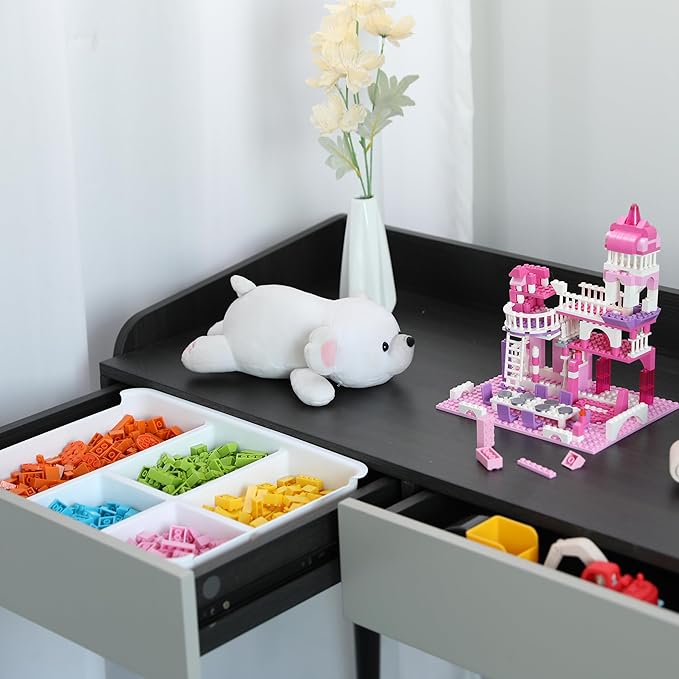 Citylife 17 QT Plastic Storage Box with Removable Tray Craft Organizers and Storage Clear Storage Container for Organizing Bead, Tool, Sewing, Playdoh, 2 Packs
