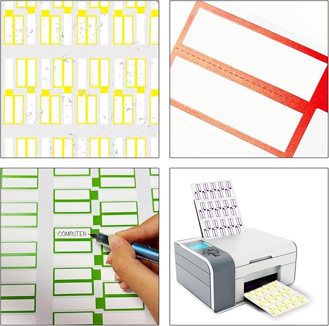 300 PCS Cable Labels,10 Colors Waterproof Cable Tags Wire Labels for Cable Management,Color Border Cord Labels Can Write On,Self Adhesive Wire Labels