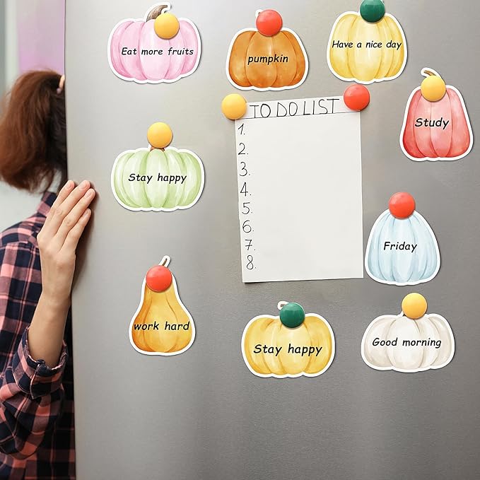 48Pcs Fall Boho Pumpkin Sticky Note Colorful Watercolor Pumpkin Shaped Self-Adhesive Removable Work-Study Memo Note for School Office Supplies Student and Teacher Gift 12 Style Total 20 Sheet Each