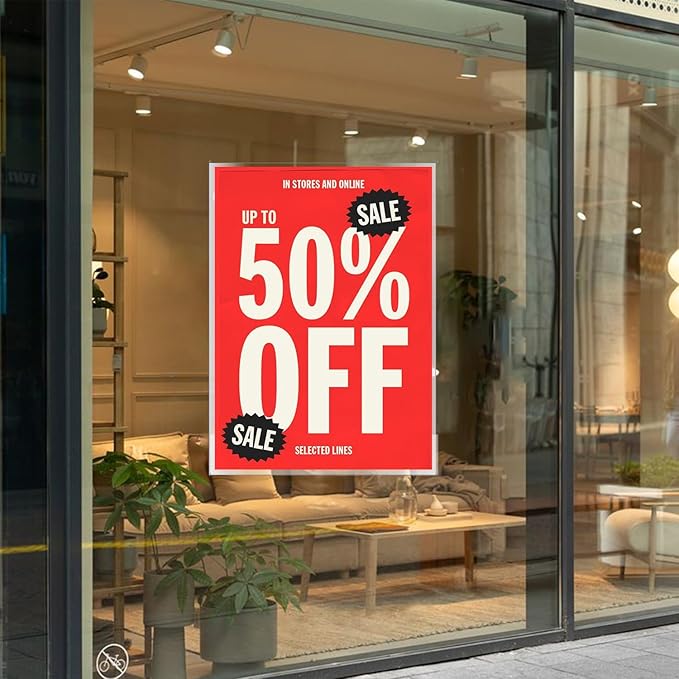 8.5 x 11 Acrylic Sign Holder with 12 Suction Cups, Clear Plastic Window Sign Holder, Wall Mount Advertising Frames for Glass Doors - Perfect for Malls, Offices, Homes, Stores, and Restaurants (2 Pack)