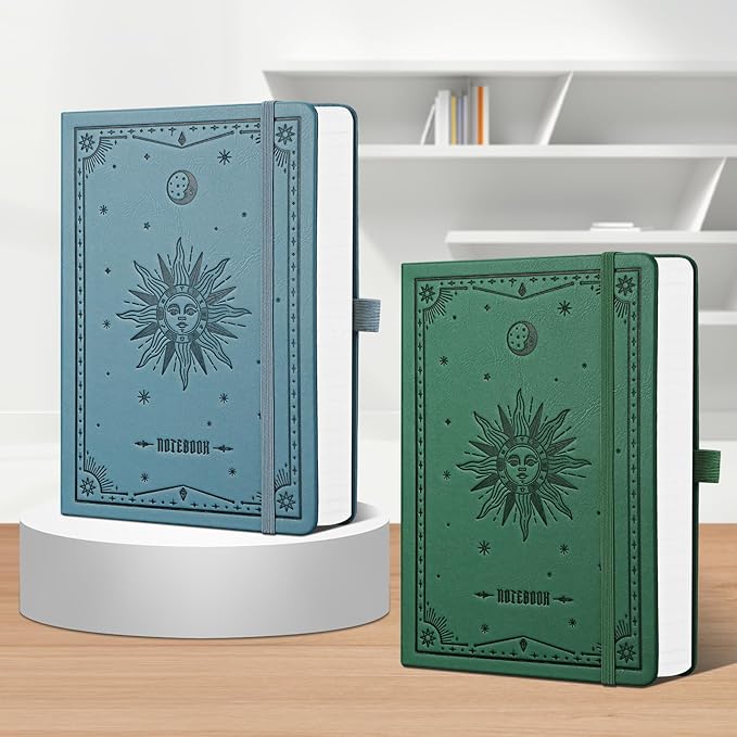 EMSHOI Graph Paper Notebook - 320 Pages, A5 Hardcover Leather, 100gsm Thick Paper, Square Grid Notebook for Women Men Work School Math Writing, Graphing, Engineering, 5.75 x 8.38, Dark Green