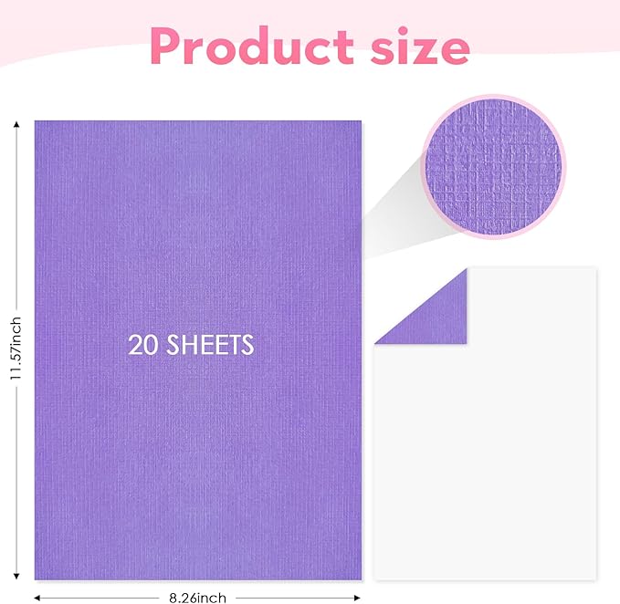 20 Sheets Rainbow Colorful Cardstock Textured Assorted Colored Paper 250 gsm Single-Sided Printed Thick Card Stock for Card Making, Scrapbooking