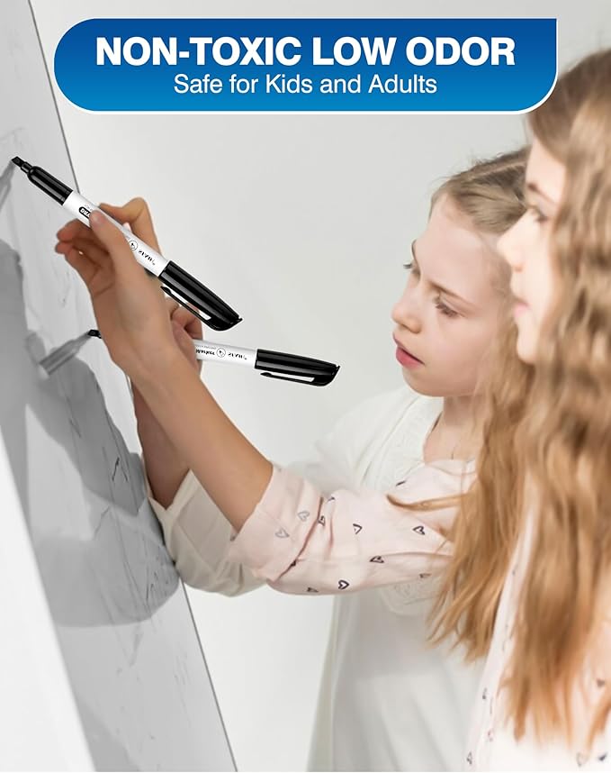 SFAIH Dry Erase Markers Chisel Tip Bulk, 72 Pack Black White Board Markers, Versatile Lines, Low Odor, 1s Quickly Dry, Perfect for School Supplies and Office