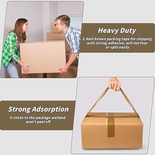 20 Rolls Brown Packing Tape with Dispenser, 1.88" X 120 yd Shipping Tape Bulk, Total 2400 yards, 2.6 mil, 3" Core, Tan Packing Tape Refills, Carton Sealing Tape for Moving Boxes, Package, Mailing