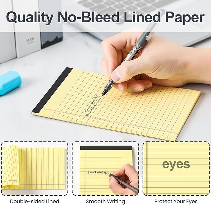 VITEVER Note Pads 5x8,[7 Pack] Colorful Narrow Ruled Legal Pads,Micro Writing Pads Perforated Lined Note Paper for Study,Office,To-Do Lists,30 Sheet/notepad, Multicolor