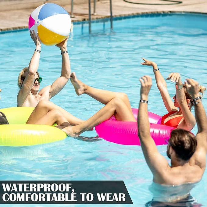 200 Pack VIP Wristbands for Events VIP Bracelets Paper Waterproof Party Wristbands for Events Amusement Parks Concerts Fairs Festivals, 0.79 x 10 Inch(Silver)