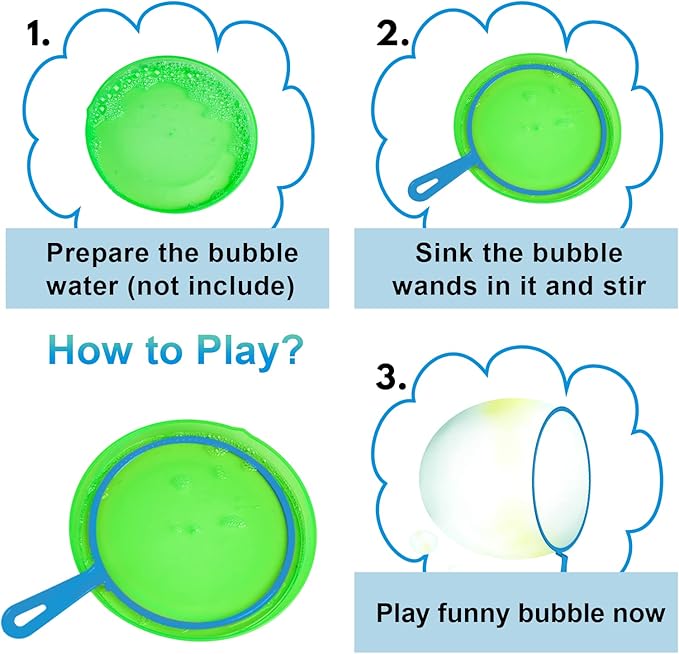 Roberly 28 Pcs Big Bubble Wands Set Bulk for Kids Summer Outdoor Activities Party Favors Gifts Birthday Games, Giant Bubbles Making Toys with Tray