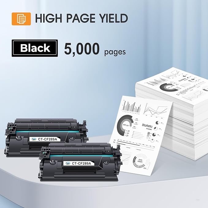 89A Black Toner Cartridge 2 Pack Compatible Replacement for HP 89A CF289A 89X CF289X (with Chip) for Enterprise M507 M507n M507dn M507x MFP M528dn M528f M528c M528z M528 Series Printer