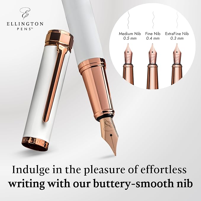 Luxury Fountain Pen Set- Fountain Pens for Writing - Smooth Extra Fine Nib - Includes Refillable Ink Converter, 3 Ink Cartridges [Black & Blue], Gift Box - Elegant Calligraphy