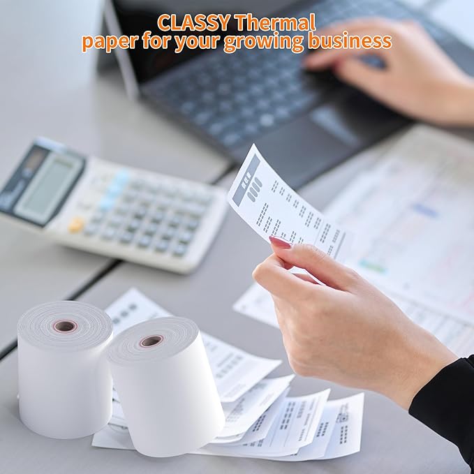 CLASSY Thermal Paper 3 1/8 x 230ft, 10 Rolls Receipt Paper for Cash Registers Printer, ATM Machine,Compatible with Wide Range of POS Systems for Small Business,BPA Free