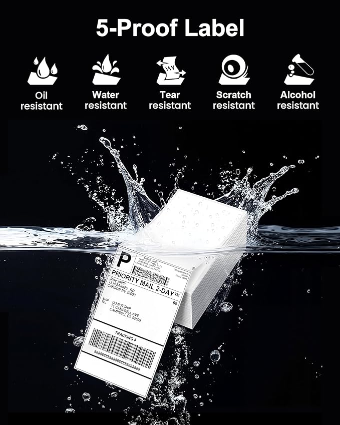 Phomemo 4x6 Thermal Labels for Shipping Label Printer - 500PCS Blue Mailing Labels - 4x6 Direct Thermal Label Fanfold Compatible with Rollo,MUNBYN,JADENS,POLONO,Nelko - Water/Oilproof - NO BPA/BPS